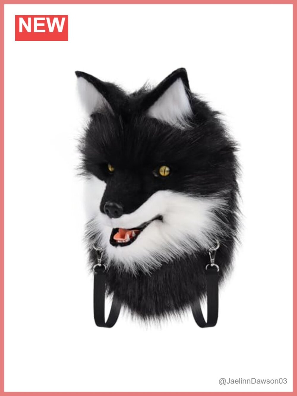 Faux Fur Dog Head Backpack Plush Fursuit Animal Mask Shoulder Bag